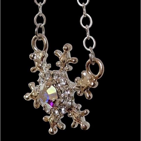 Snowflake Necklace with Swarovski Crystal AB stone - NWT - Picture 4 of 10